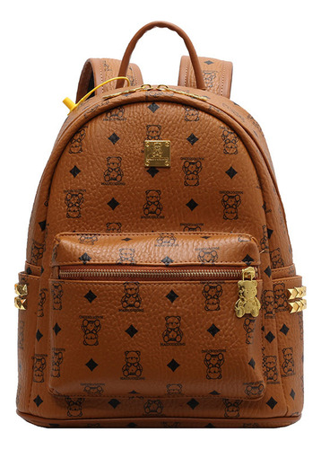 Cute Bear Print Backpack For Students Casual Style