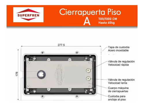 Cierrapuerta Superfren Completo Piso A 700 A 1000 Ancho