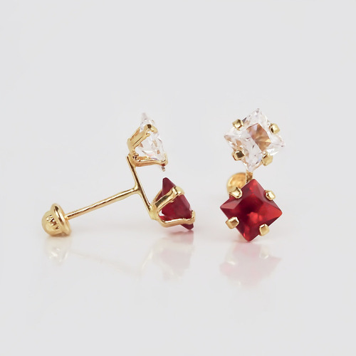 Amor Eterno - Broqueles Tu Y Yo Cuadrado / Aretes Oro 10k