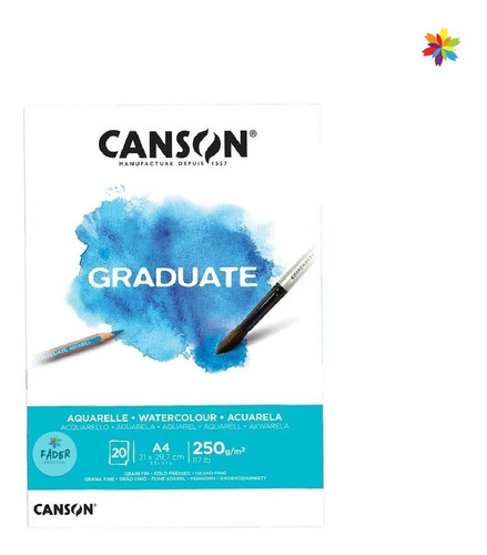 Block Canson Graduate Acuarela A4 250gr 20h 