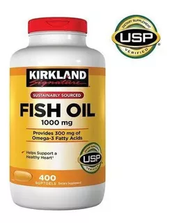 Fish Oil Omega 3 1000mg Kirkland 400 Capsulas Blandas Usa