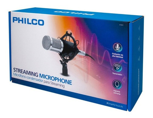 Imagen 6 de 6 de Microfono Condensador Streaming Con Soporte Philco Revogames