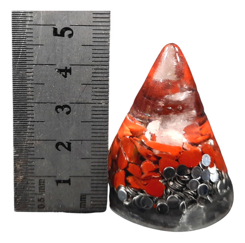 Orgonita Cónica Chica Cristal De Cuarzo Y Jaspe Rojo