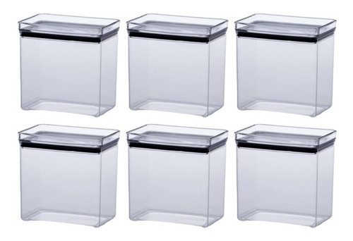Jogo 6 Potes Hérmeticos Retangular 1300ml
