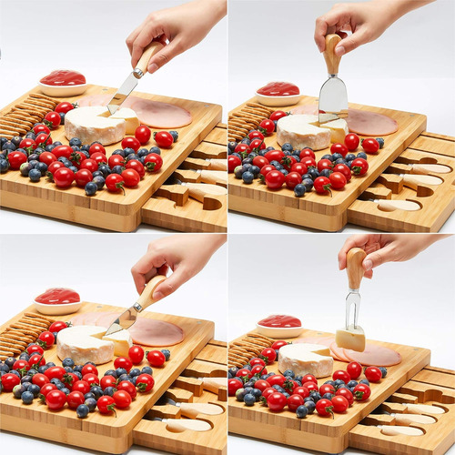 Itopfox Juego De Tablas De Queso De BambĂș Y Cuchillos Para C