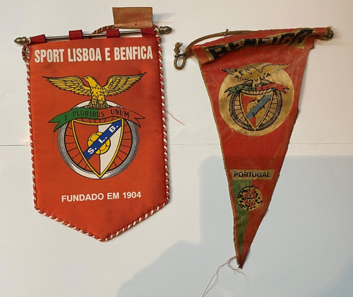 Banderín 2 Benfica Fútbol, Antiguo Y Moderno, Portugal B2