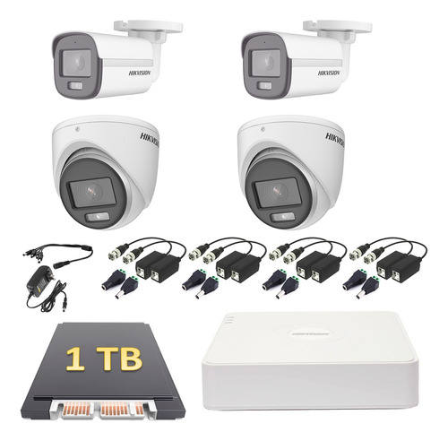 Kit Cctv 2 Cámaras 2 Mp Color Vu 500gb Baluns 