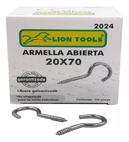 Armella Abierta Galvanizada 20x70 Caja Con 144 Pz Lion Tools