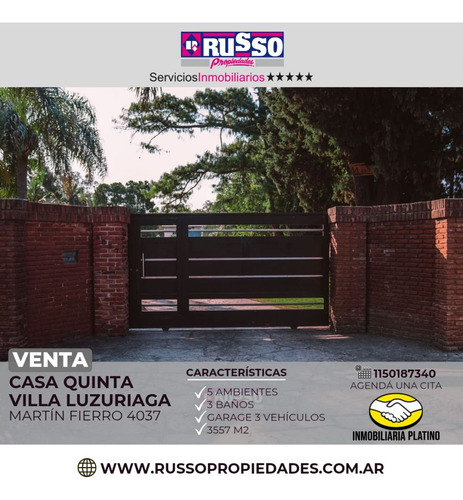 Venta Casaquinta 5 Ambientes Villa Luzuriaga