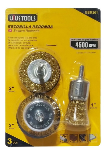 Cepillo Grata Copa De Acero Taladro 20mm 2pcs 4500rpm Pack 3 
