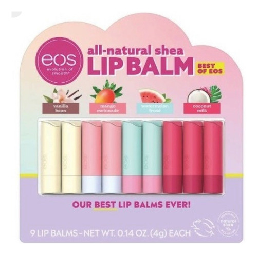 Eos Pack 9 Bálsamos Labiales Orgánicos Manteca De Karité