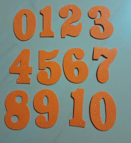 Números En Foami Liso O Escarchado 8 Cm 20 Unidades.