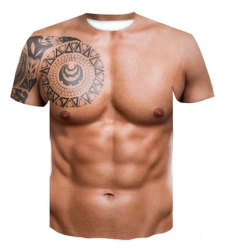 Camisa Musculosa Corta Cuerpo Humano Con Estampado Digital