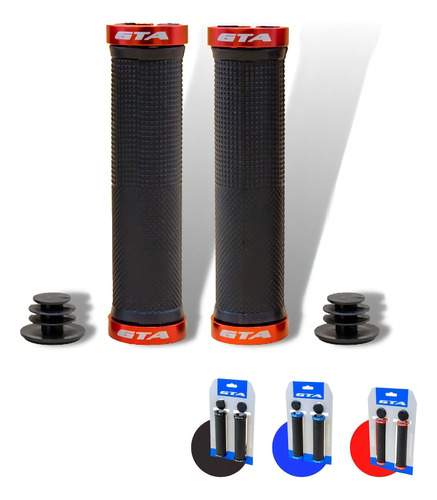 Manopla Bike 130mm Gta Rider Borracha Preta C/trava Vermelha