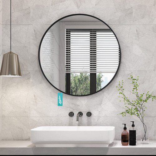 Imagen 2 de 10 de Espejo Baño Living 60 Cm Marco Hierro Redondo Moderno Deco