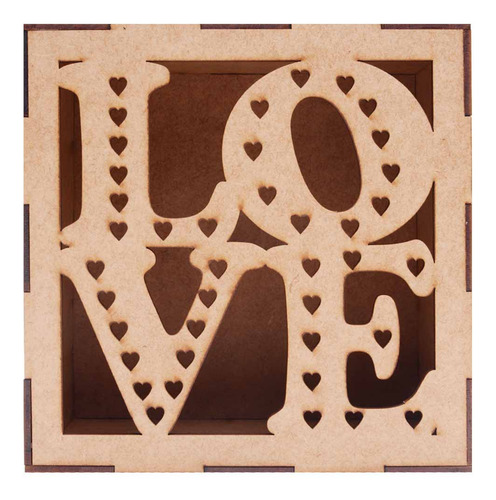 Imagem 4 de 5 de Caixa De Madeira Love Mdf Quadrada 17x17x8,5cm Hot Pink