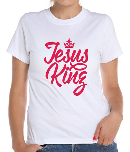 Camiseta Baby Look Jesus King Rei Religiosa Igreja Gospel