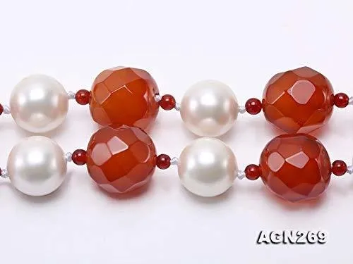 Collar De Ágata Roja Y Concha Marina Jyxjewelry