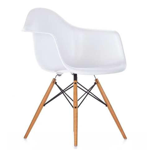 Kit X 2 Cadeiras Eames Wood Com Braços Daw Brancas