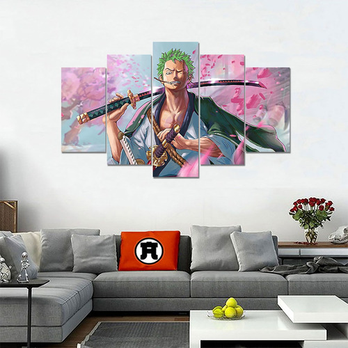 Cuadro - Poster - 5 Piezas 135 X 80 Cm - Zoro - One Piece