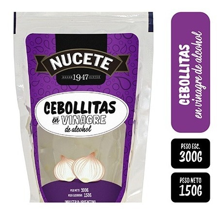 Imagen 2 de 3 de Combo Cebollitas En Vinagre Doypack Nucete 300 Gr X 3
