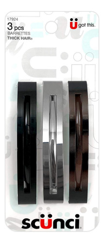 Scunci Broches De Metal Para Pelo Grueso 3-pcs Por Pa...