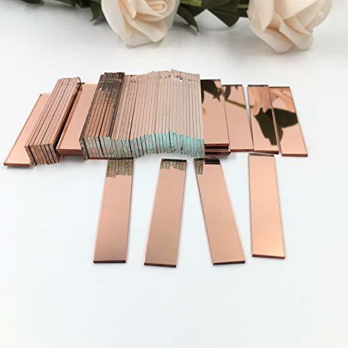 3/8x2 Pulgadas De Oro Rosa Espejo De Vidrio Pequeño Rectan