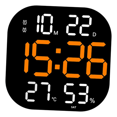 Reloj De Pared Digital Moderno Con Temperatura, Naranja