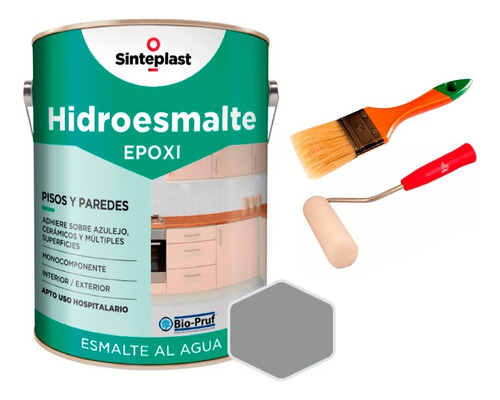 Kit Hidroesmalte Epoxi 4lt + Pincel + Rodillo