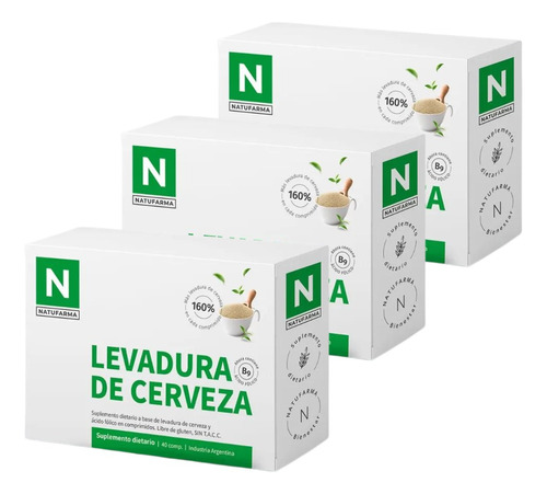 Combo X 3 Natufarma Levadura De Cerveza 40 Comprimidos