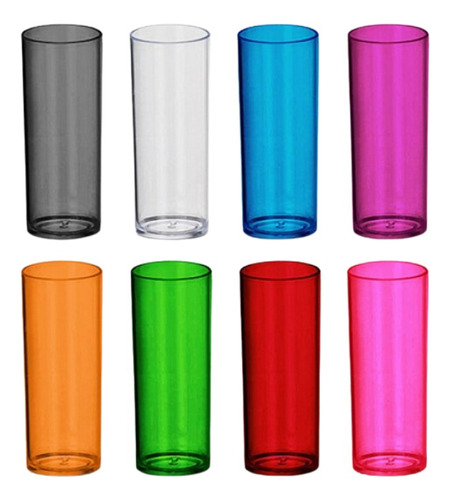 10 Copos Coloridos Transparentes Long Drink Bebidas Suco  