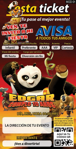 Invitación Digital Personalizada Kung Fu Panda