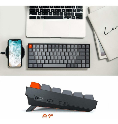 Teclado gamer bluetooth Keychron QWERTY Gateron Brown inglés US color negro con luz RGB
