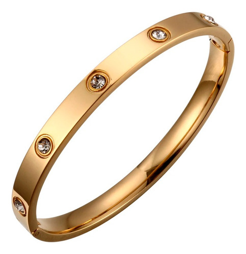 Pulsera Esclava Mujer Brazalete Acero Brillantes