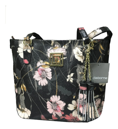 Imagen 1 de 1 de Bolsa Mujer Liz Claiborne Estampado Floral Negro Modelo