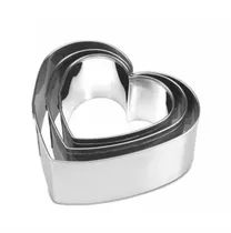 Comprar Kit 3 Cortadores De Massa Inox Formato Coração Cozinha Ofer