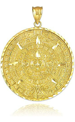 Colgante De Oro Amarillo 10k Con Calendario Azteca Maya - Va