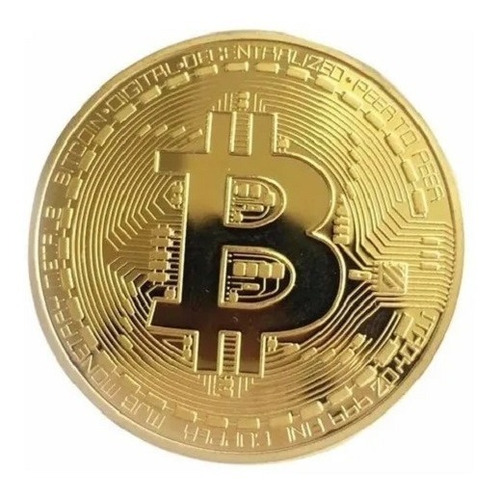 Imagen 1 de 6 de Moneda Fisica Criptomoneda En Capsula Bitcoin Dorada