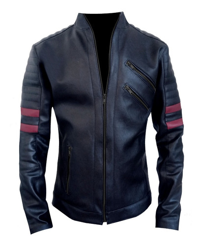 Imagen 4 de 6 de Campera Kill Line Cuero Eco Hombre / Cierres Negros