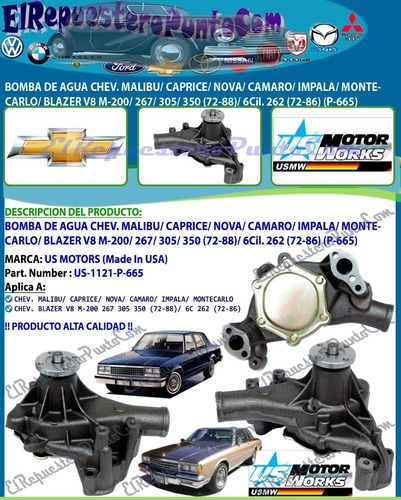 Bomba Agua Malibu Caprice Camaro Blazer V8 M-200 267 305 350