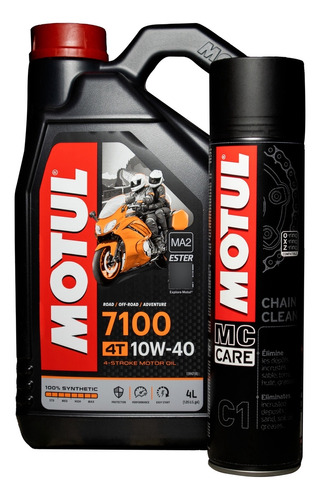 Aceite Motul 7100 10w40 4t Sintético Moto 4 Litros+ Motul C1