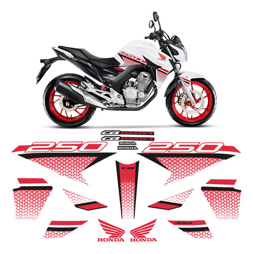 Kit Adesivos Para Honda Cb 250 Twister 2022 Moto Branca