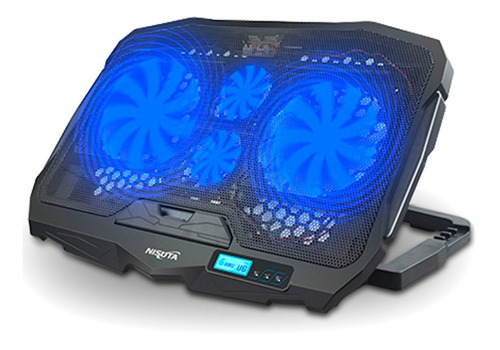 Base Notebook Reclinable 4 Fans Hub Usb Luces Nisuta Ns-cn93 Color Negro Color Del Led Azul