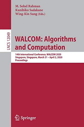 Walcom: Algorithms And Computation: 14th International Confe