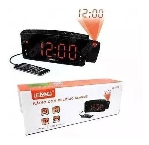 Radio Relógio Despertador Digital Le-672 Fm Usb E Projetor