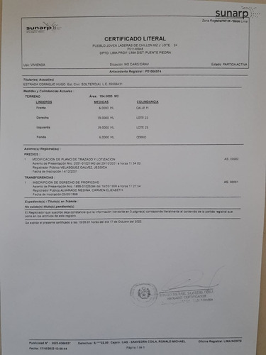 Lote En Ocasión 104 M2 Laderas De Chillon, Puente Piedra