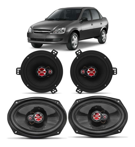 Kit Corsa Sedan Par De 6 E 6x9 Polegadas 200 W .rms 4 Ohms Cor Preto