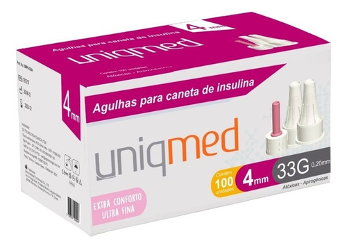 Agulha Para Caneta Insulina Extra Conforto 4mm 33g - Uniqmed Capacidade Em Volume 4 Ml