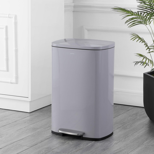 Bote De Basura Rectangular 49 Litros Moderno Con Tapa Suave
