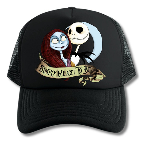 Gorra Trucker Jack Skellington Love Black And White